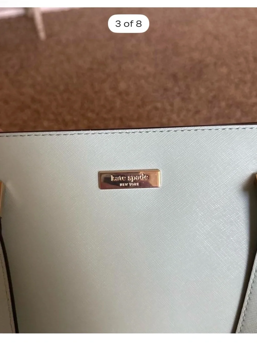 kate spade Mint Green Structured Tote with Gold Hardware